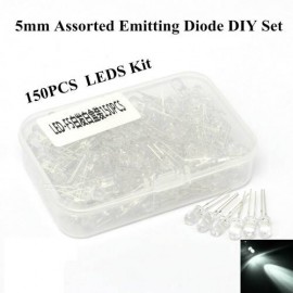 150pcs 5mm LED Assortment Light Emitting Diode Kit DIY LEDs Set Bright White